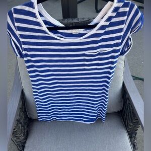 Blue and white striped t-shirt